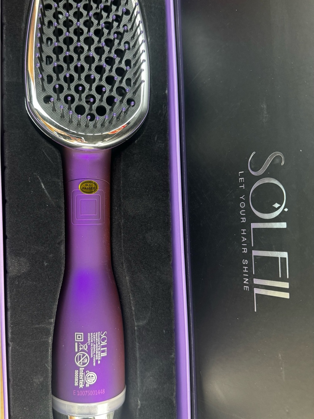 Soleil Purple Heated Straightening Brush — Smooth & Shine Hair Styler NEVER USED